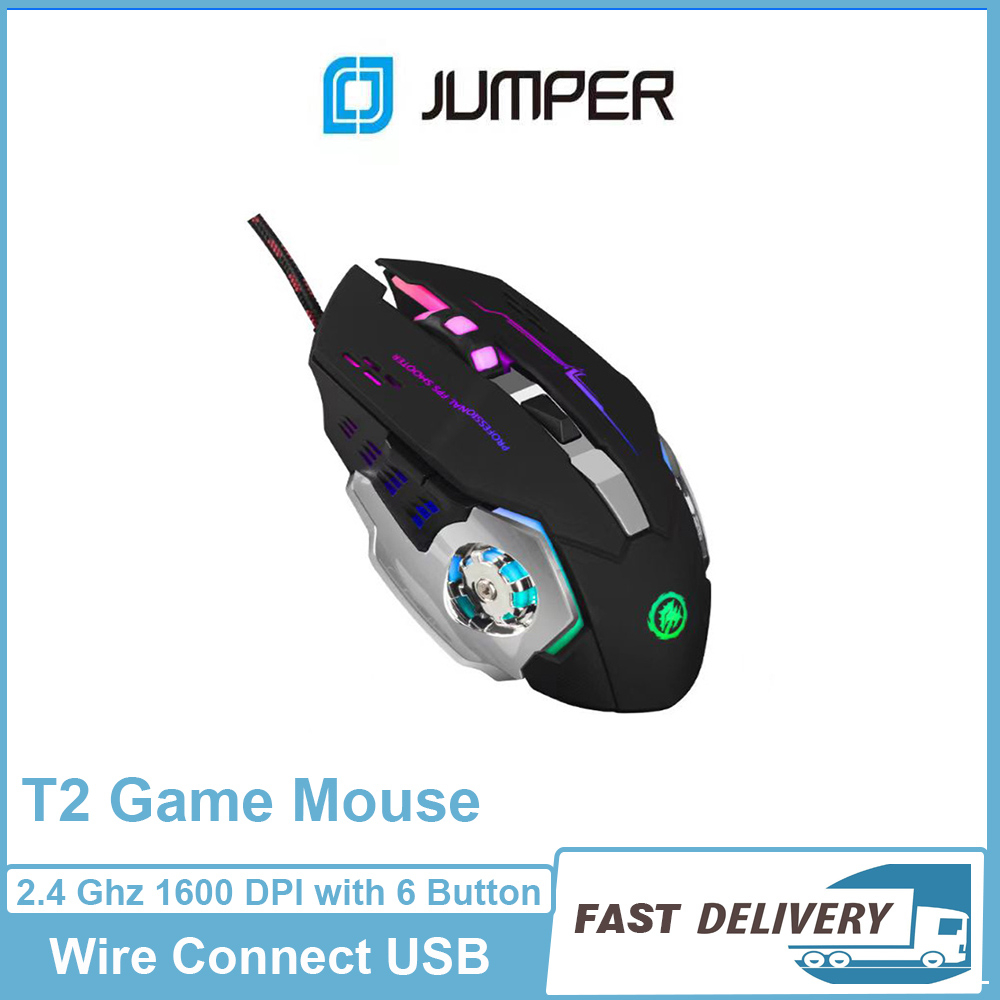 JUMPER 2.4ghz Wire Gaming Mouse Optical Adjustable 1600 Dpi Led Rgb