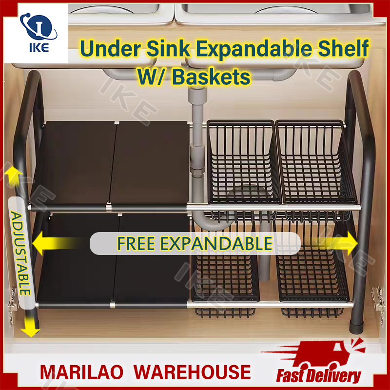 Rack Expandable Stainless Steel Under Sink Organizer Rack Adjustable ...