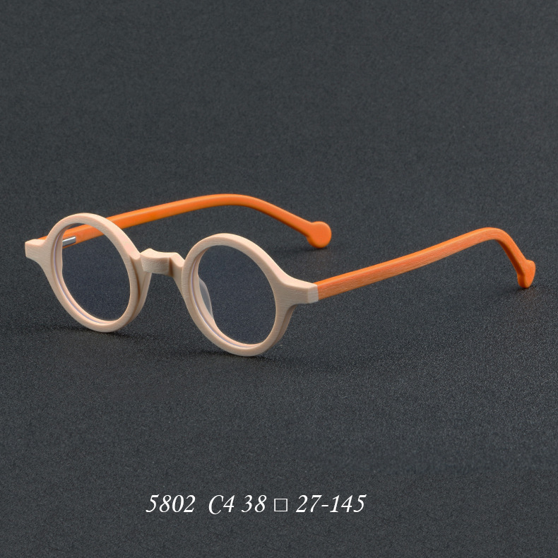 Fashion Imitation Wood Grain Eyeglasses Frame Men Women Small Round ...
