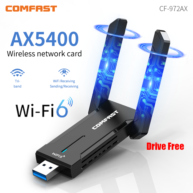 USB Wifi Adapter WiFi6 Driver Free Wireless Wi-Fi Dongle AX5400 USB3.0 Wi Fi Network Card ...