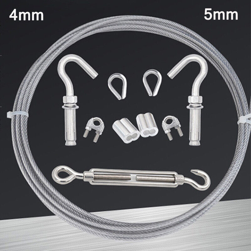 10 Pcs Stainless Steel Hanging Roll Hooks Kit 5mm Steel Wire Rope Cable ...