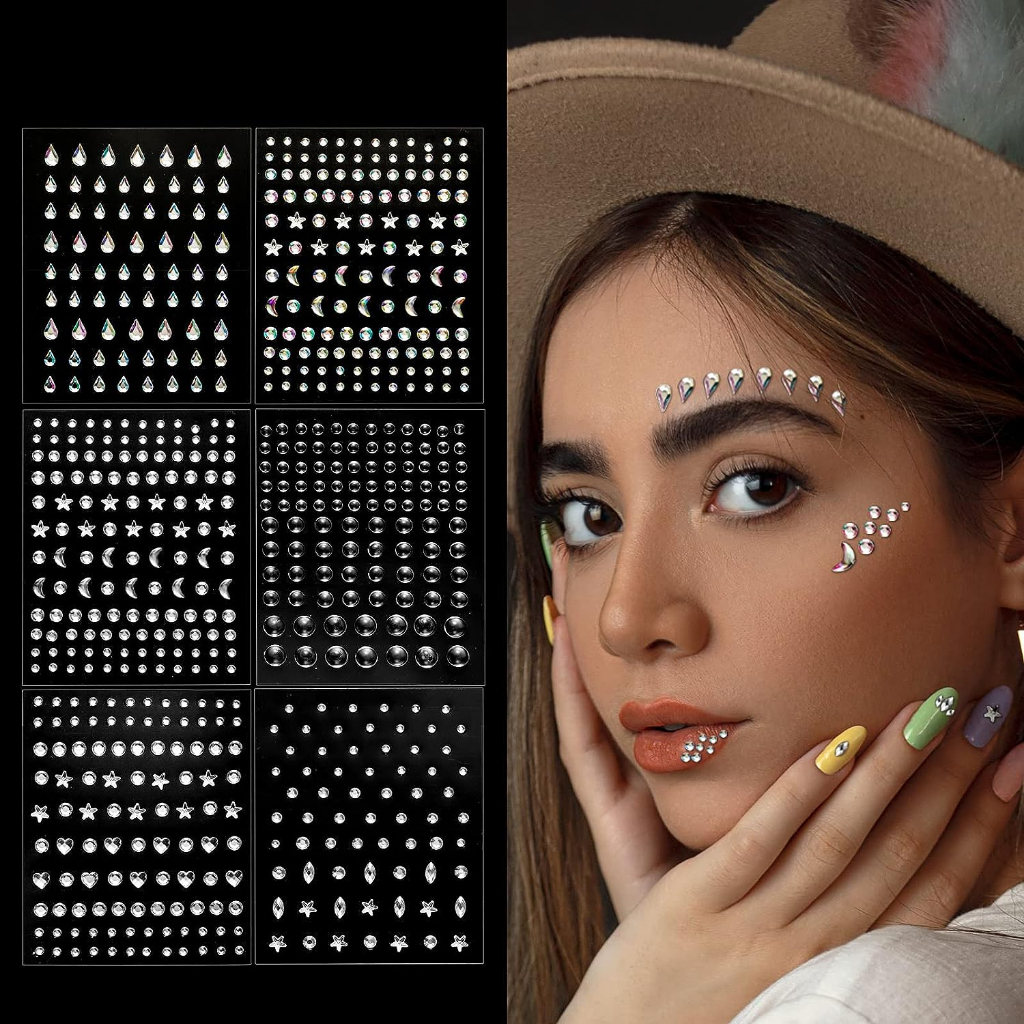 Self-adhesive Resin Face Stickers Rhinestone Stage Party Performance ...