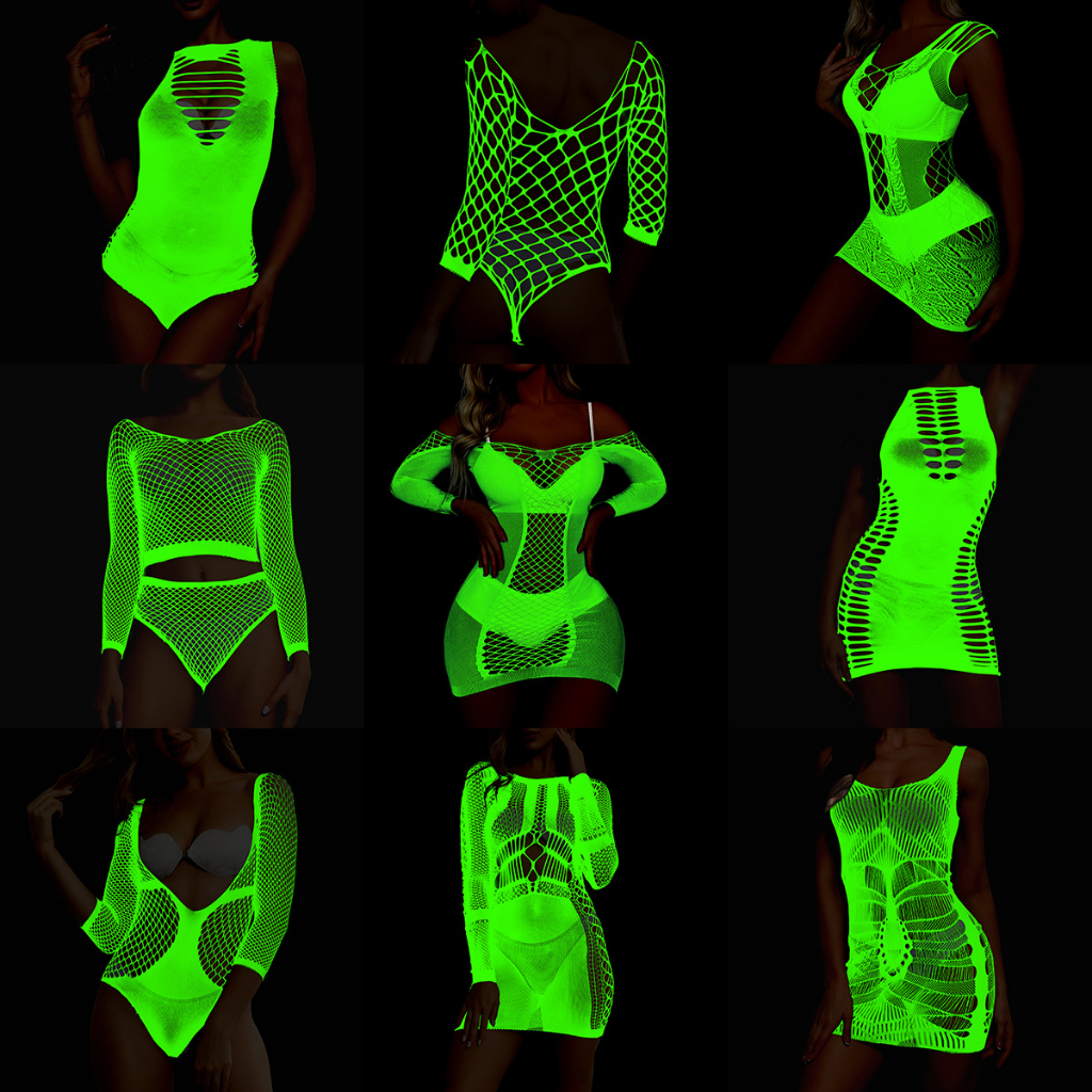 LED Light Sexy Underwear Luminous Net Clothing Fluorescent Nightdress ...