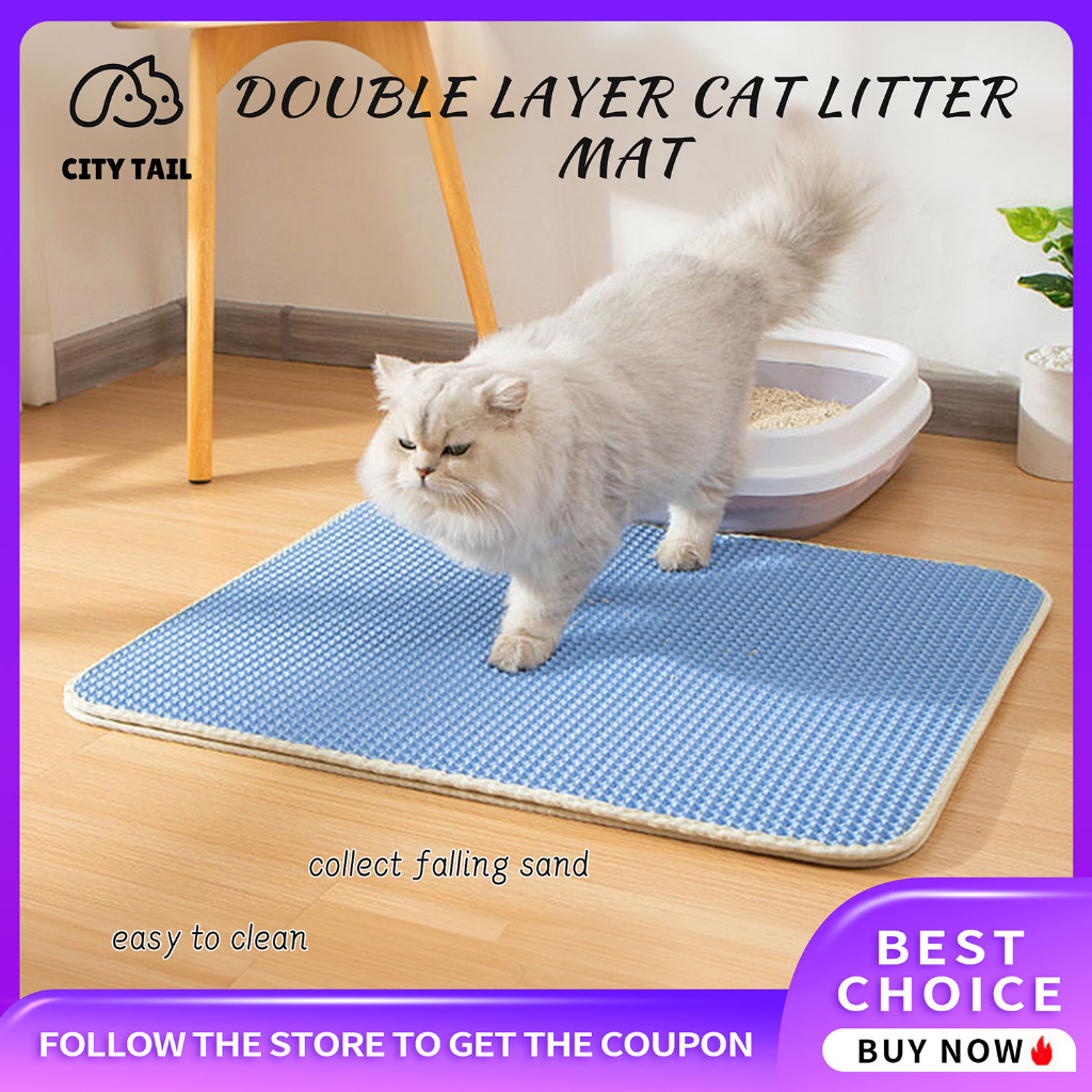 Cat Litter Mat EVA Double Layers Easy Clean Waterproof Cat Litter