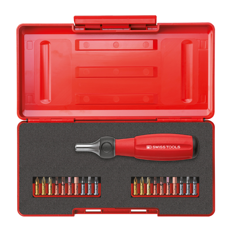 PB SWISS Multifunctional Ratchet Screwdriver With 20 Pcs Bit Set In a