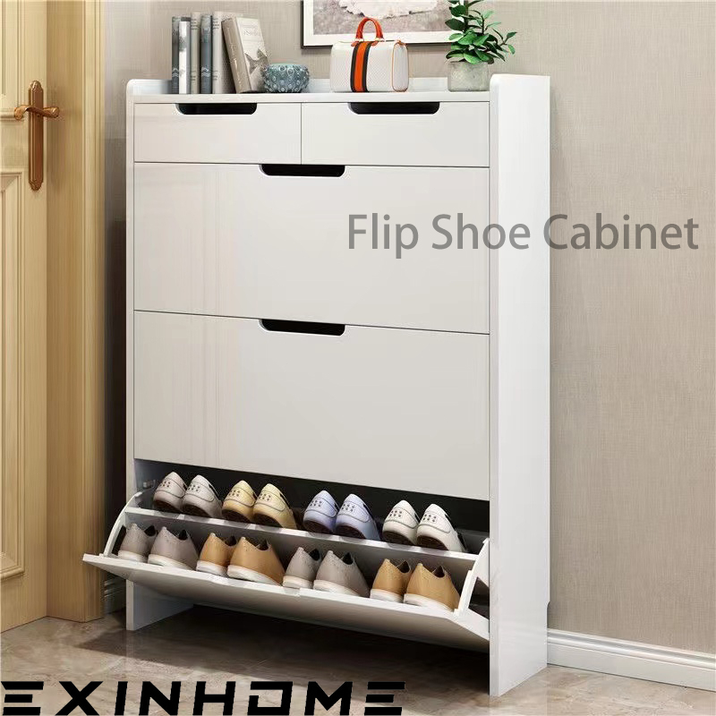 Wooden shoe rack cabinet wood high-capacity organizer with cover slim ...