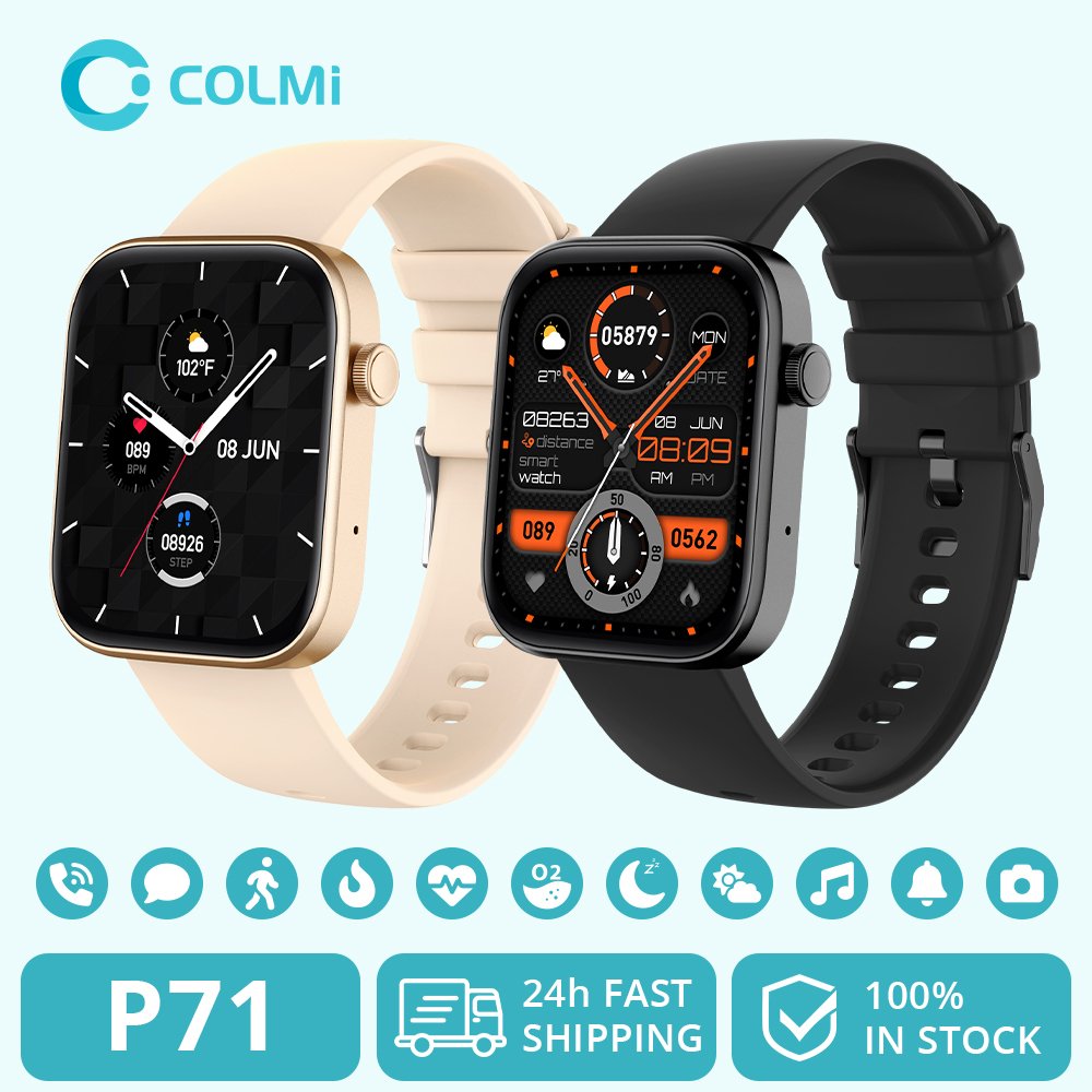 COLMI P71 Smart Watch IP68 Waterproof Blood Pressure Bluetooth Calling 22  MM Silicone Strap