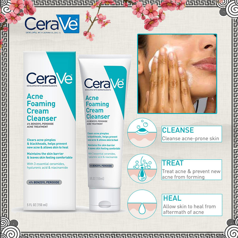 [100 Authentic] Cerave Acne Foaming Cream Cleanser 150ml Cleanse Acne