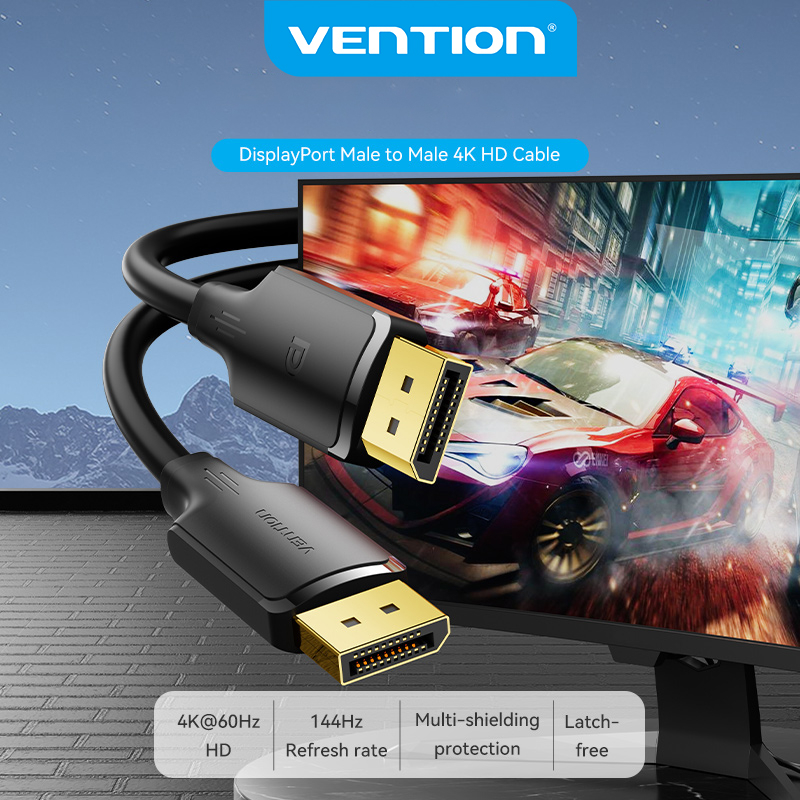 Vention DP 1.2 Male to Male Cable Gold plated DisplayPort Cable