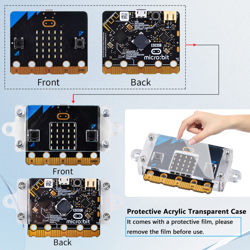 52Pi MicroBit Basic Starter Kit, MicroBit development board, acrylic ...