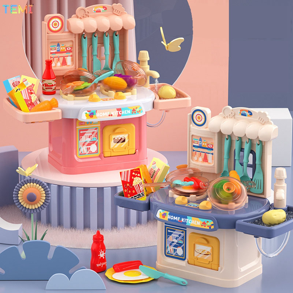 TEMI Kitchen Toys for Girls Big Size Real Steam Working Mini Kitchen ...