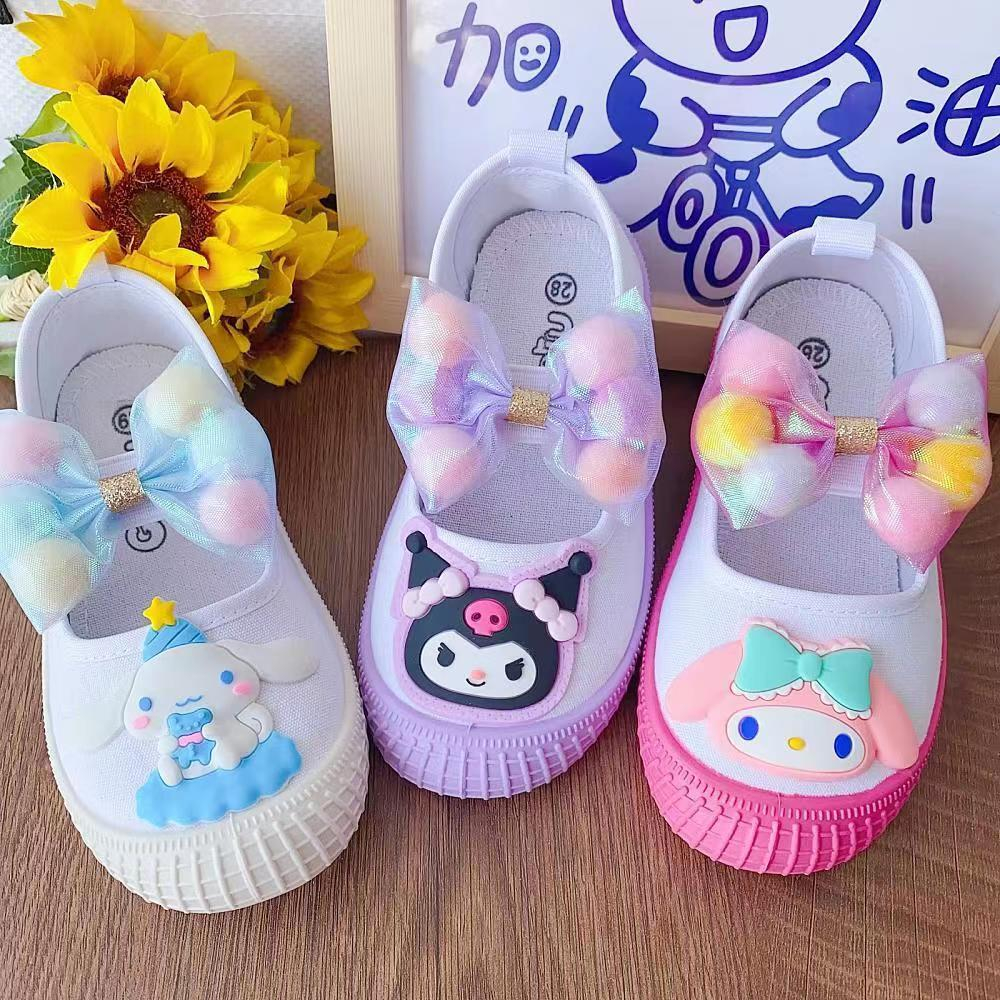 Kids canvas shoes with one foot, linabell/kuromi/Melody white shoes ...