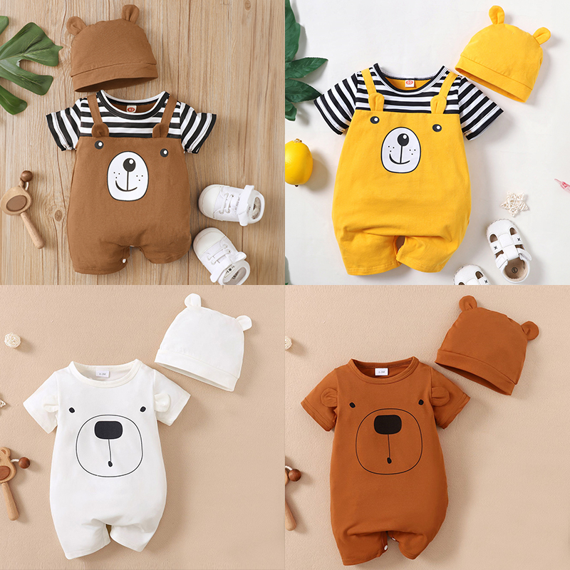 2PCS Newborn Baby Boy Clothes Set Short Sleeves Bodysuit Onesies For Baby  Jumpsuit Summer Fashion Baby Boy Outfit