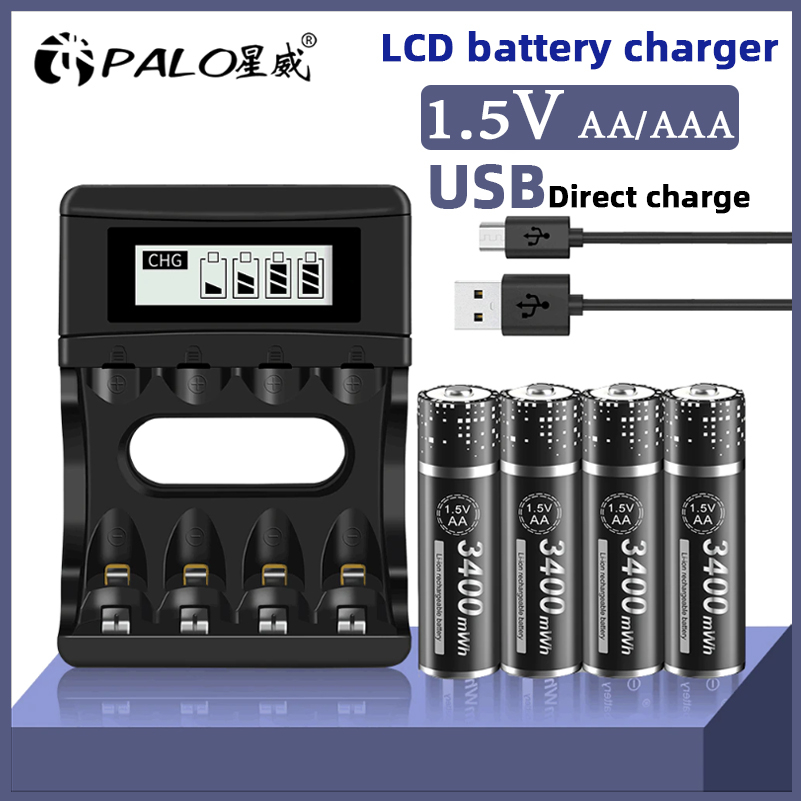 Palo Rechargeable Lithium Ion Battery Charge Aa Aaa V Rechargeable