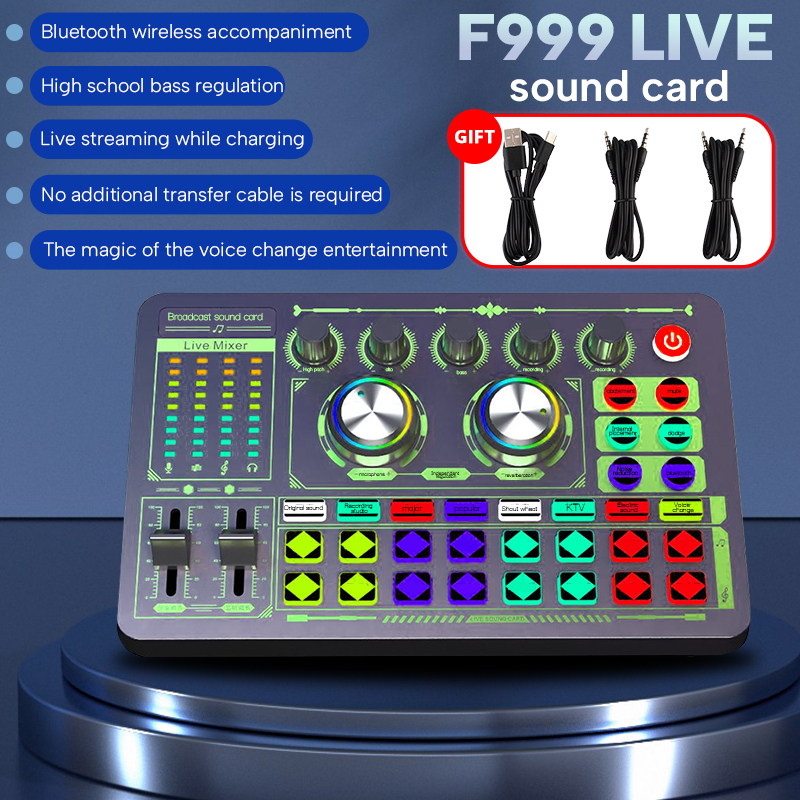 Mr.Live 100% Original F999 Sound Card Audio Mixer Live Sound Card Voice ...