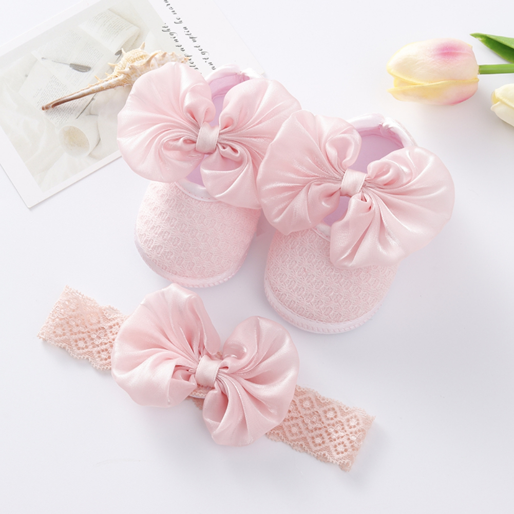 Baby Girl Shoes Satin Cloth Bowknot Shoes Princess Shoes Toddler Shoes Soft Sole Non slip Walking Shoes With Headband Set Shopee Philippines