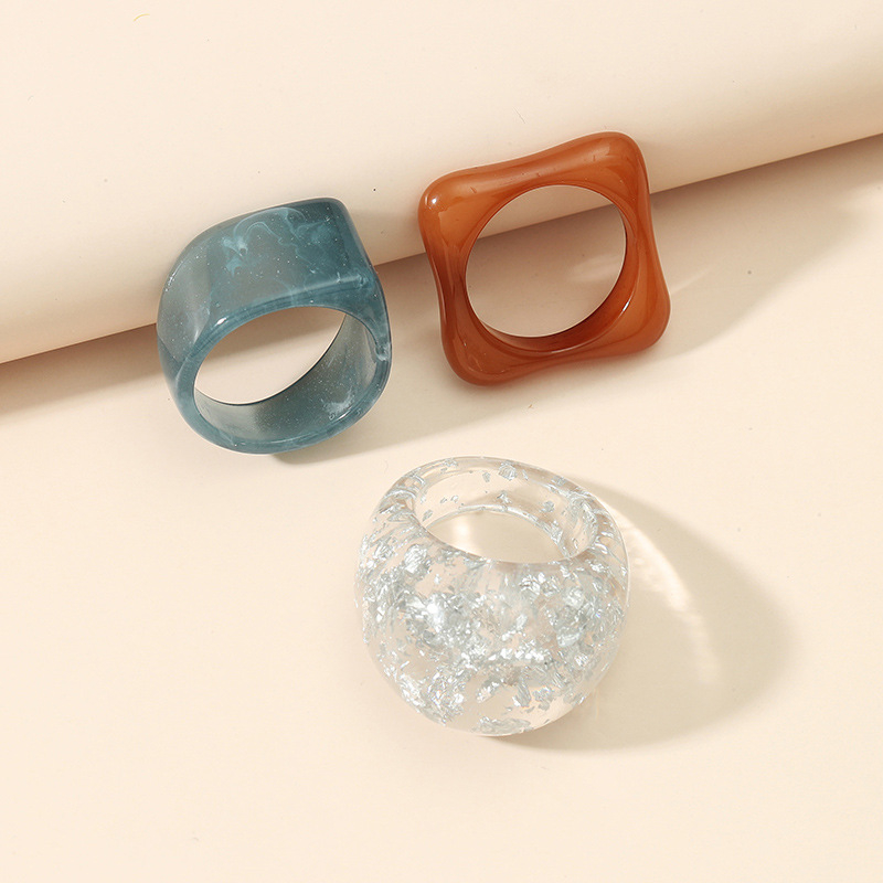 Resin Chunky Rings Acrylic Chunky Wide Rings Aesthetic Statement Rings ...