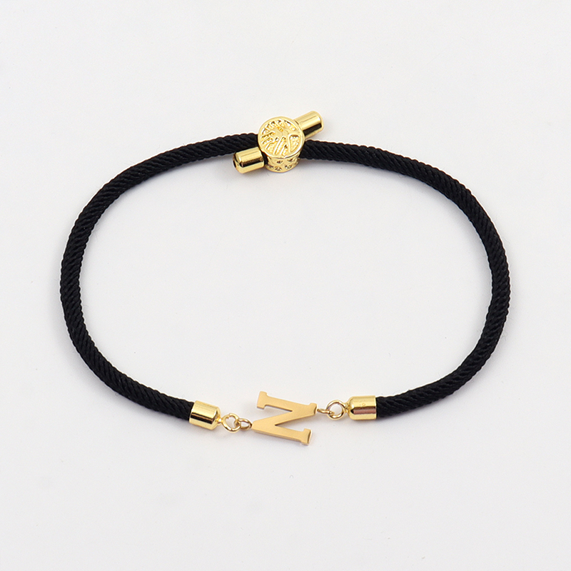 Fashion AZ Initial Letter Bracelets For Women Adjustable Rope Charm