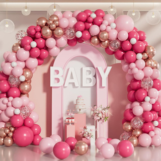 Barbie Water Revealbarbie Theme Party Balloon Garland - Rose Gold Pink &  White Latex For Birthdays & Weddings