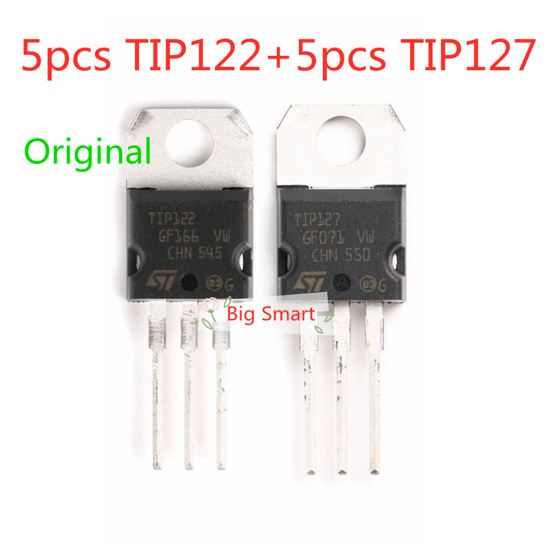 Transistor Darlington NPN 10 Transistor TIP122 Darlington NPN - 100V 5A 65W, Pack Di Ricambi Per Elettronica