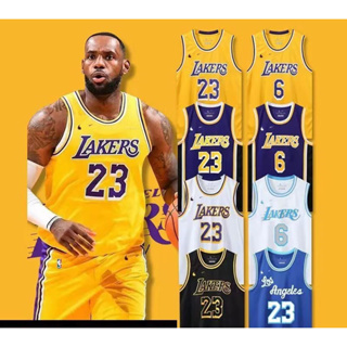 Los Angeles Lakers #23 Men's Stars BLACK/YELLOW/PURPLE Basketball Jersey LG  NWT