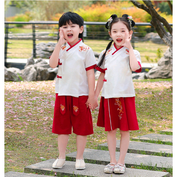 Children Hanfu OneYearOld Dress Boy Baby Summer ShortSleeved Suit