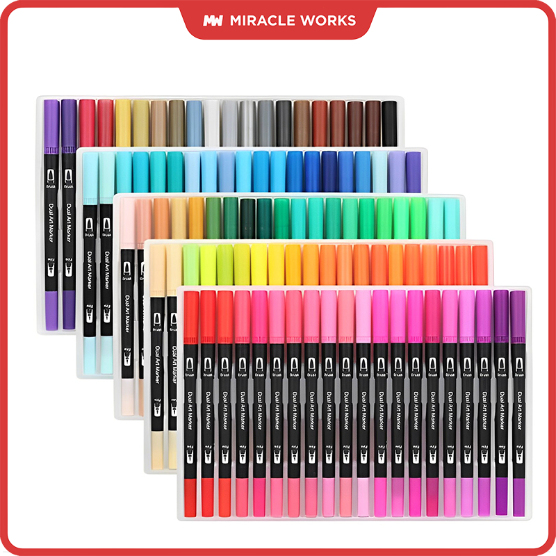 24/36/48/60/80/100/120 Colors Watercolor Brush Pen Set Dual Tip ...