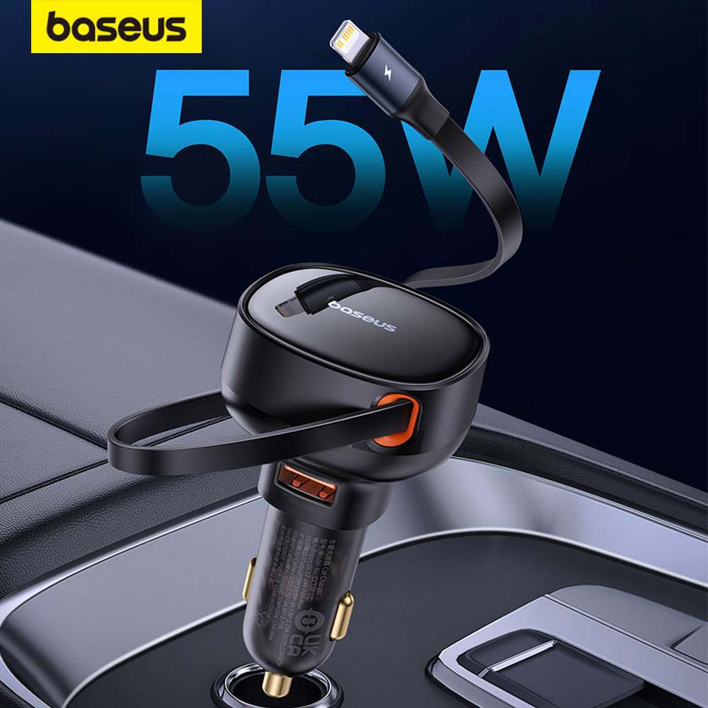 Baseus 2in1 Car Charger 30W Fast Charging PD 25W USB C Builtin
