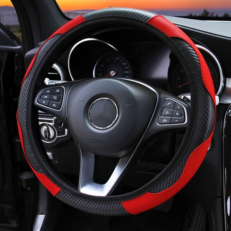 Hyundai Carbon Fiber Steering Wheel Cover 38cm Fit for Hyundai Kona Eon