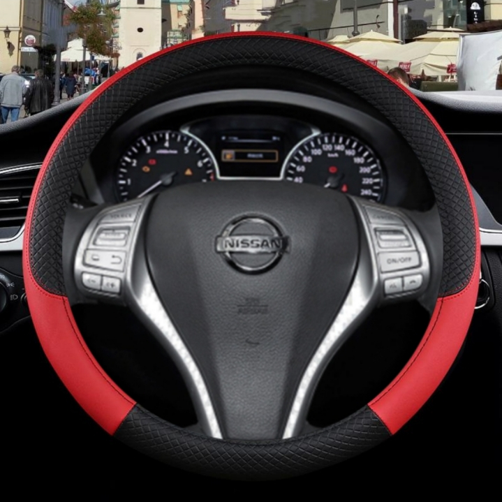 Nissan Leather Carbon Fiber Steering Wheel Cover Navara Terra Urvan