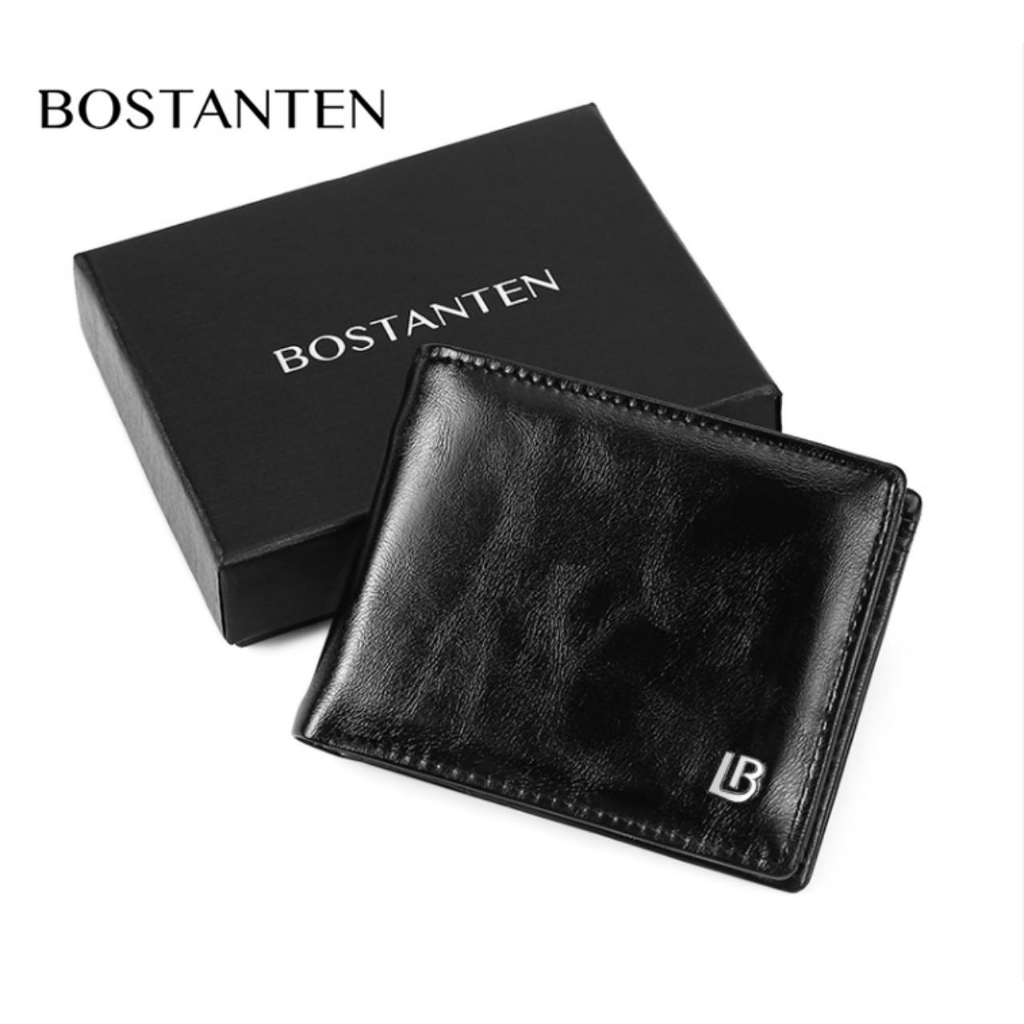 Bostanten Men's Three Fold Oil Wax Leather Classic Wallet Valentine's