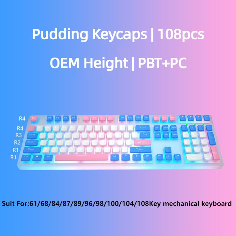 Keycaps Set Pudding PBT OEM Translucent 108Pcs Keycap For Mechanical