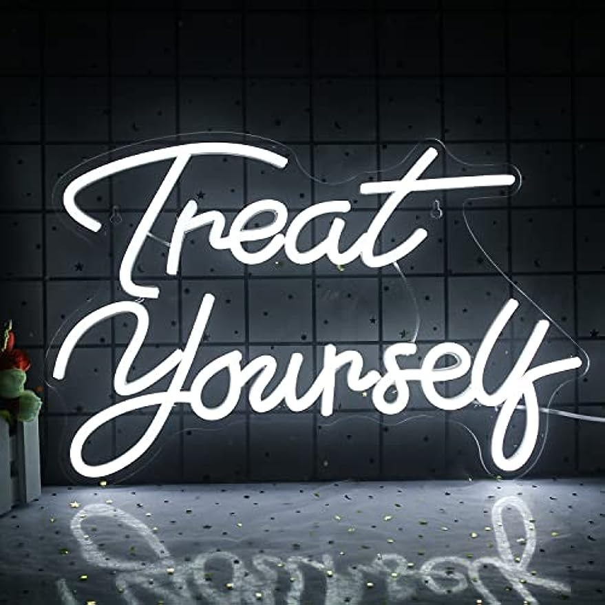Treat Yourself Neon Sign White LED Signs Wedding Neon Lights Words Neon