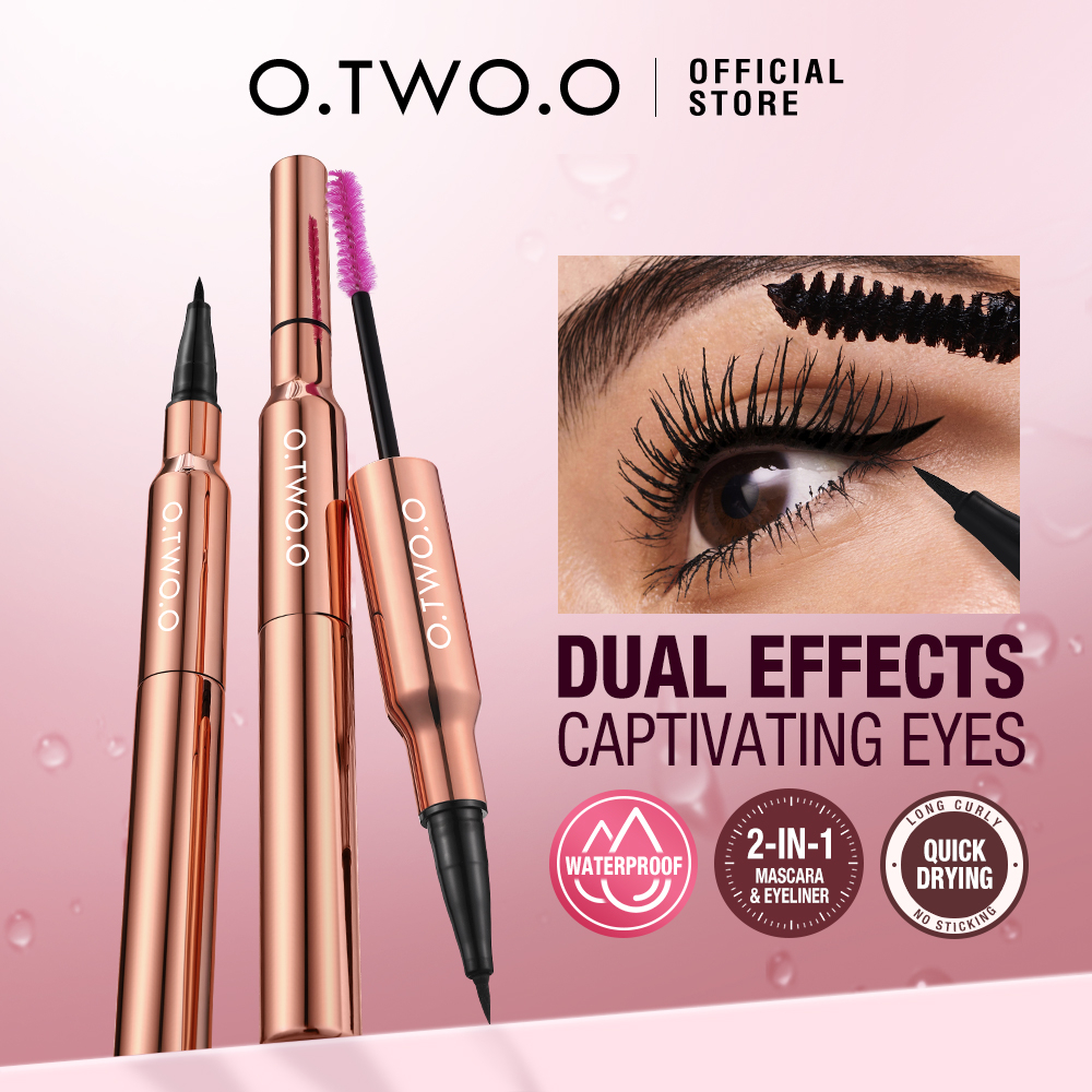 O.TWO.O 2 In 1 Mascara Eyeliner Waterproof Black Matte Long Lasting