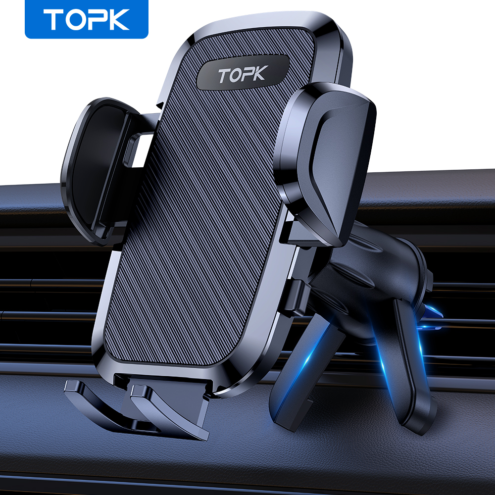 TOPK Car Phone Holder Mount, [Upgraded Support Function] Metal Hook