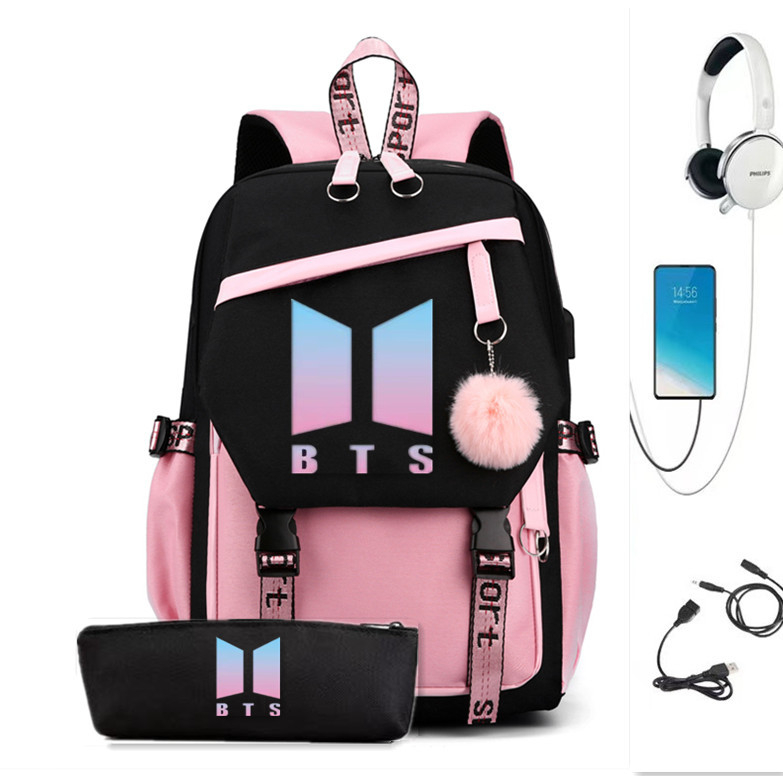 BTS Backpack USB Charging Burden Reduction School For Female Travel Students