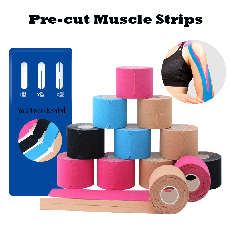 Precut Specialshaped Muscle Strips Elastic Muscle Sports Tape