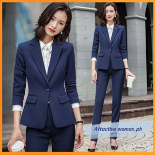 Fashion Women Suit Blazer Lapel Neck Slim Coat +Pants Office Lady