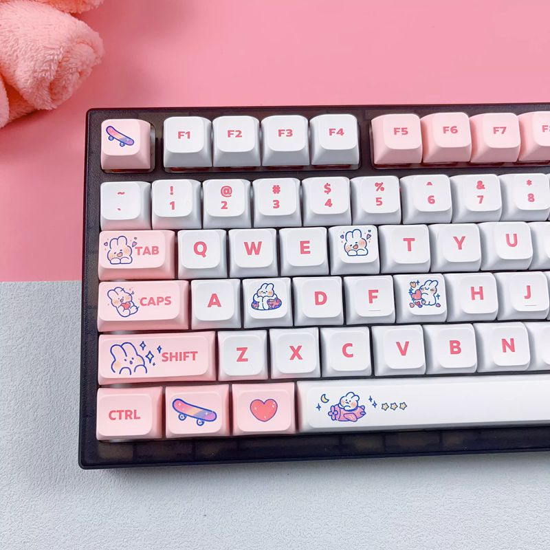 【Keycap Only】XDA Profile Pink Rabbit Keycap 126 Keys PBT Dye Subbed For ...