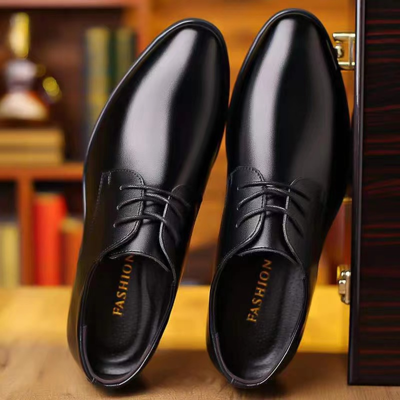 Men's leather shoes, formal attire, Korean version, pointed leather