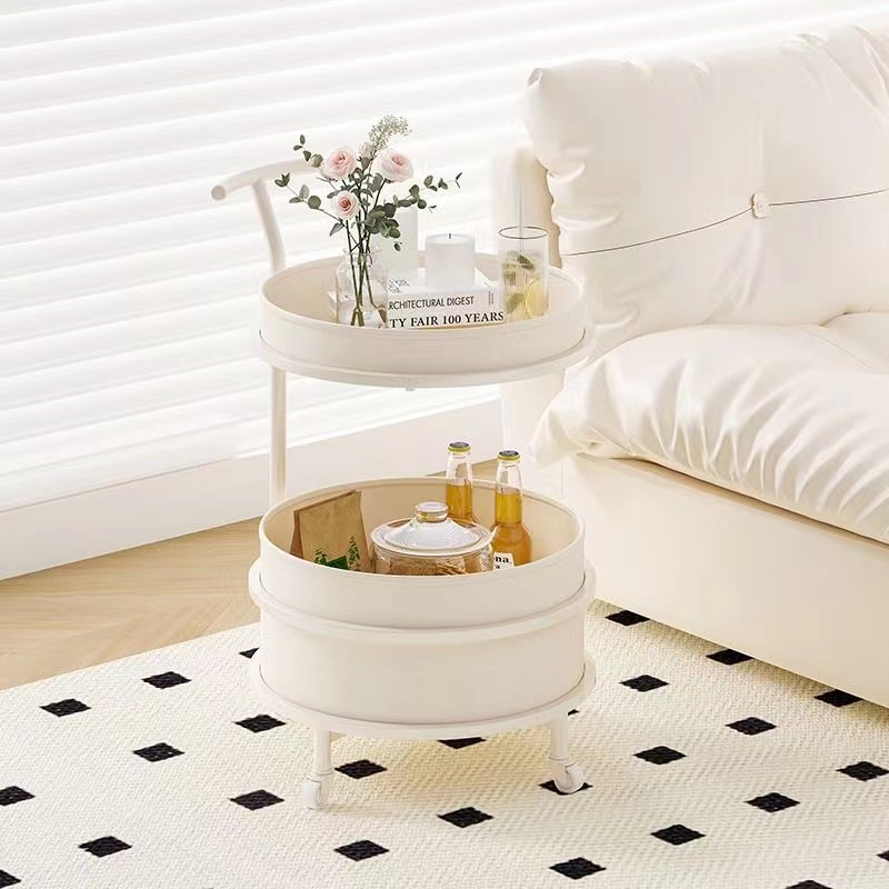 Cream Style Sofa Side Table Movable Coffee Table Living Room Modern ...