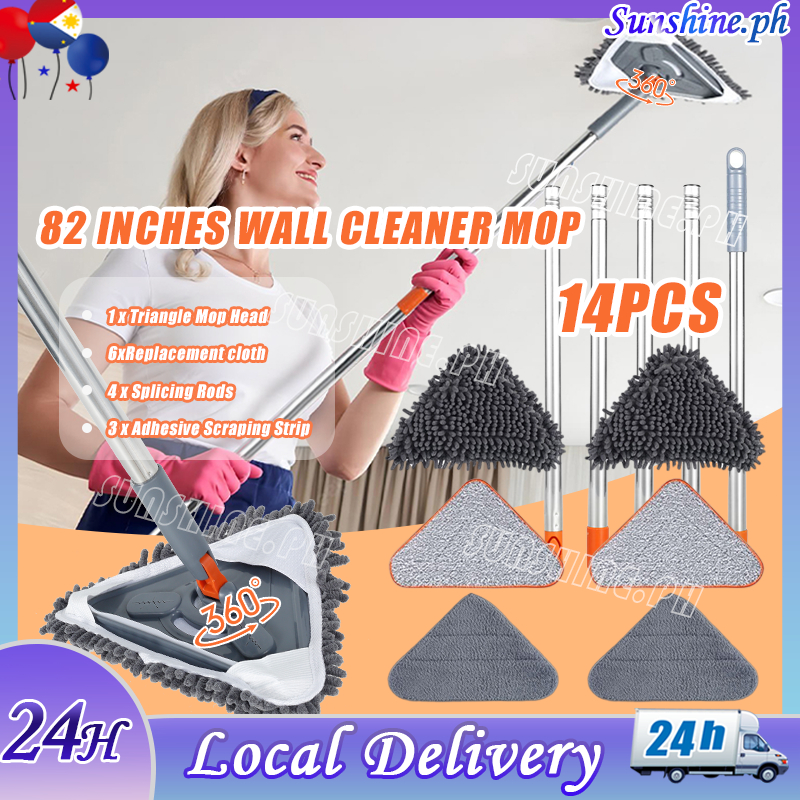 Mop with Spinner 82 Inch Map Cleaning Floor Wall Mop with Long Handle ...