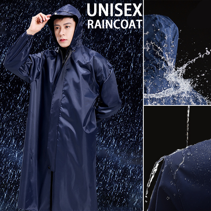 Unisex Thick Raincoat Portable Reflective Hooded Raincoat Waterproof ...