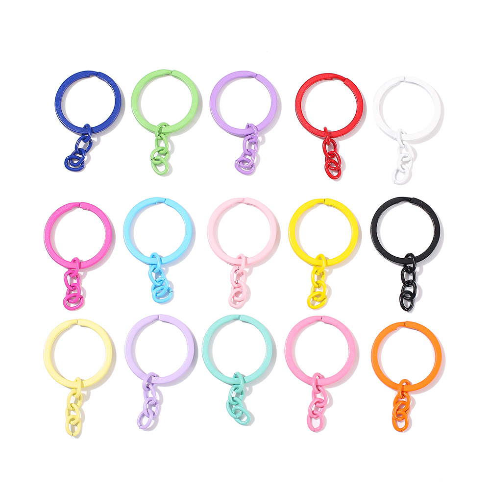 St.kunkka 5 Sets Candy Color Metal Key Ring Paint Key Chain for DIY