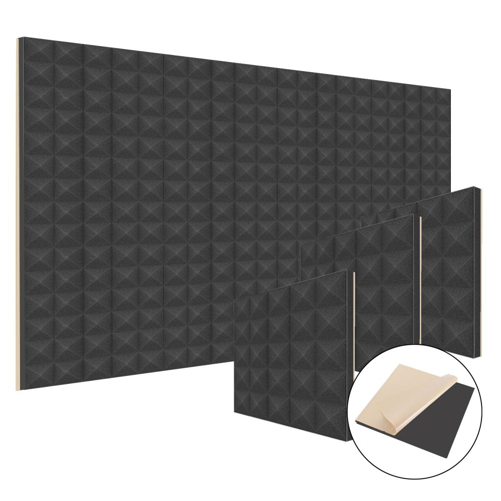 BEIYIN 12 Pcs Self-Adhesive Pyramid Sound Proof Foam Panels,12“ X 12“ X ...