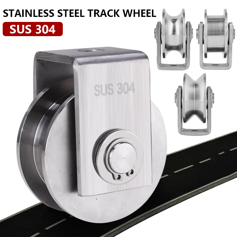 304 Stainless Steel Bearing Pulley Roller Track Wheel V/U/H/Groove ...
