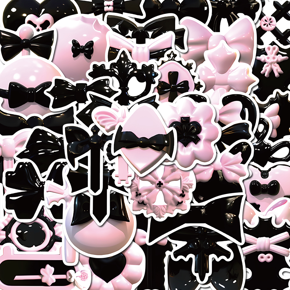 50pcs 3D pink black art cute stickers for phone cases computer tablets ...