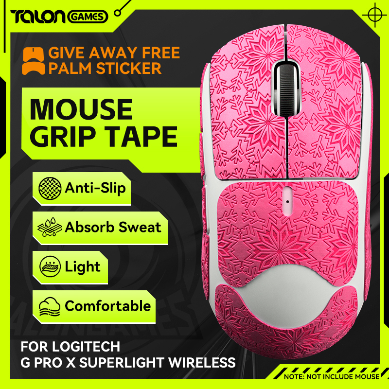 TALONGAMES Mouse Grip Tape Pink Snow Pattern For Logitech G PRO X