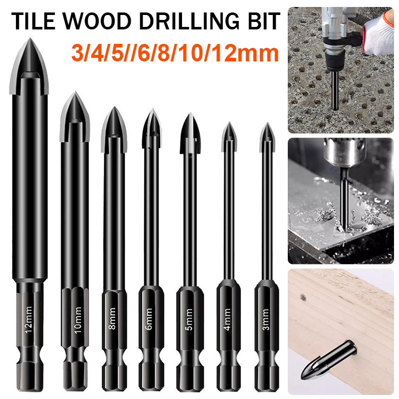 7PCS Cross Tungsten Carbide Masonry Drill Bits Concrete Bit Set For
