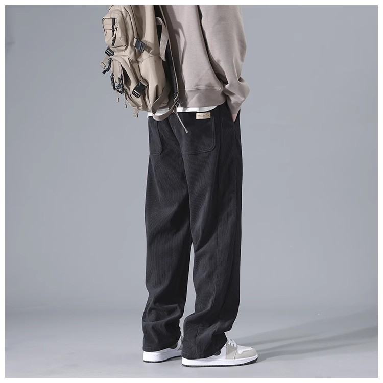 Korean Baggy Straight Cut Slacks Slocks Trouser Corduroy Pants For Men ...